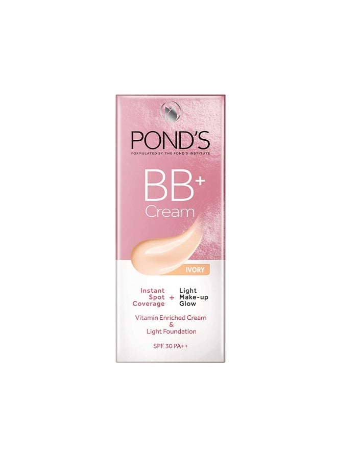 PONDS POND'S BB+ Cream, Instant Spot Coverage + Light Make-up Glow, Ivory 30g (Pack of 2) - Image 2